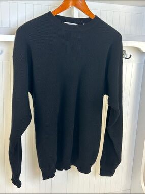 I Magnin 100% Cashmere Black Ribbed Crewneck Sweater Men’s S